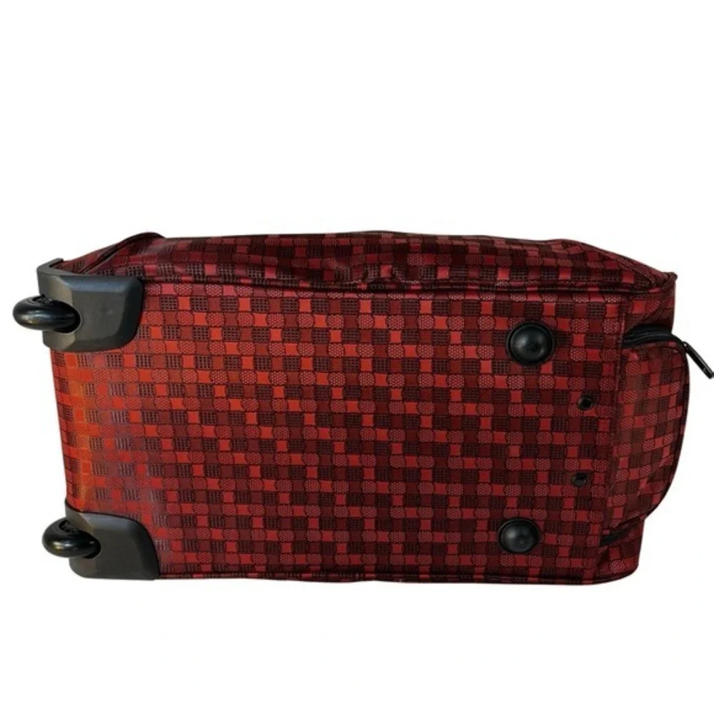 CALPAK Rolling Travel Duffel Bag Red Plaid Carry On Luggage 21
